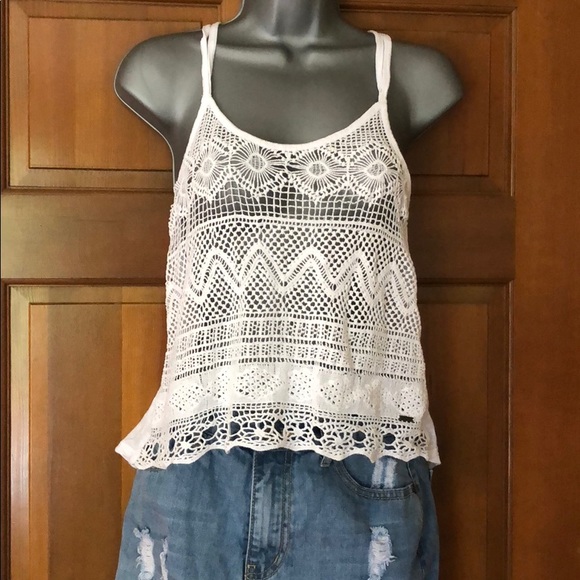 white crochet tank top